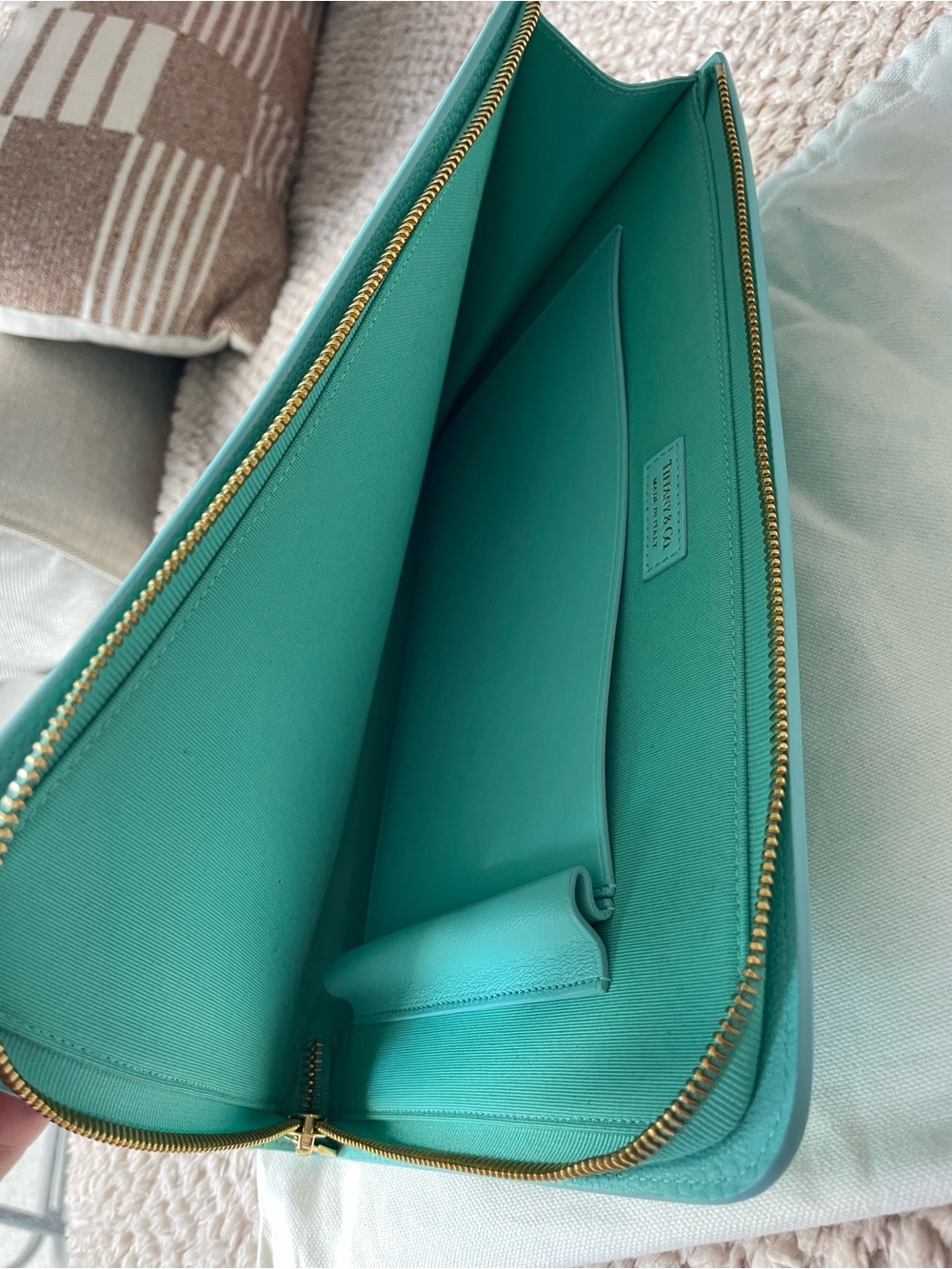 Tiffany & Co. Turquoise Zip Clutch with Gold Hardware
NEW